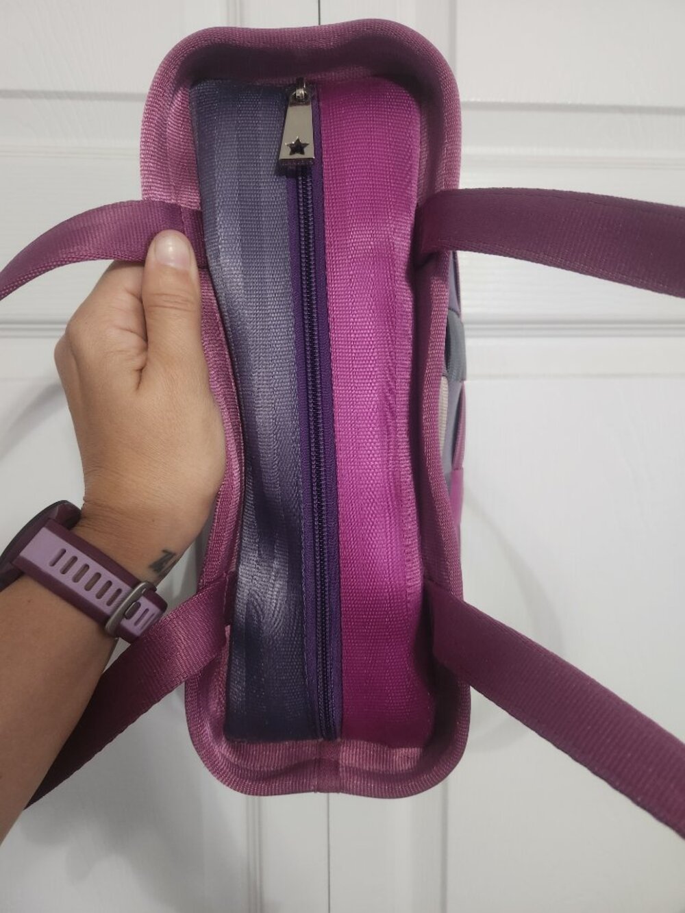 Harveys Purple Multi-Color Woven Satchel - Picture 8 of 9
